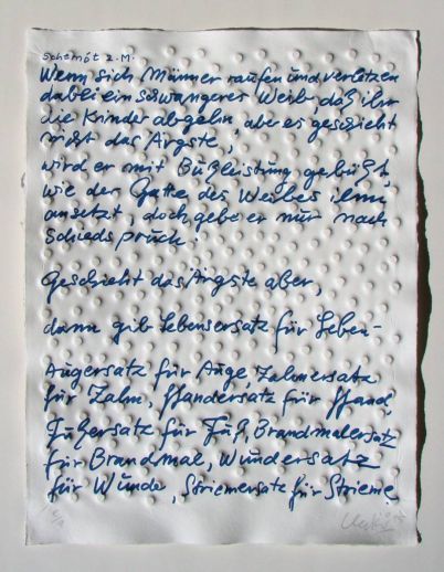 Günther Uecker "Friedensgebote VI 2016 (Papier)"