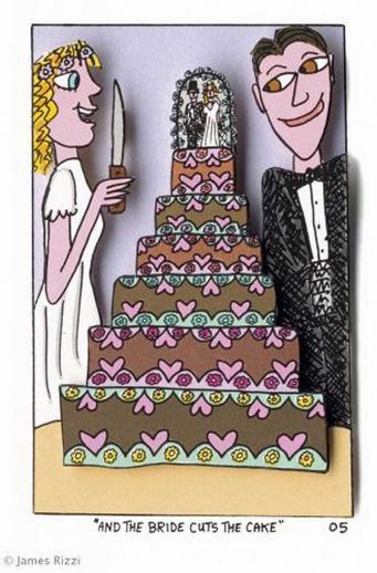 James Rizzi "And the Bride cuts the Cake"