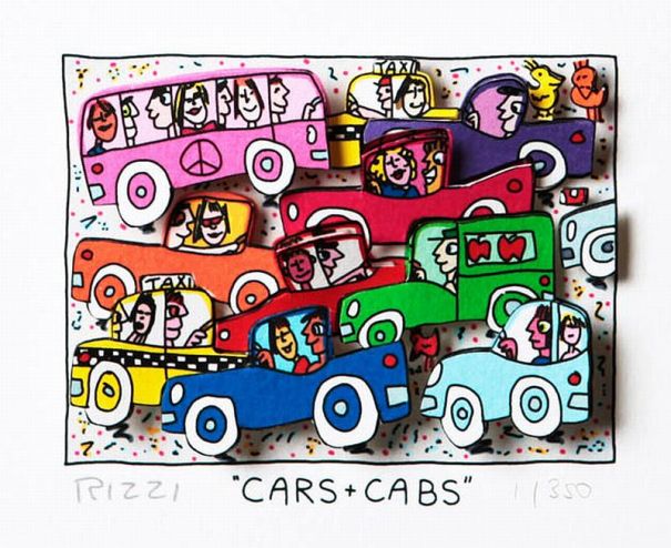 James Rizzi "Cars + Cabs - gerahmt"