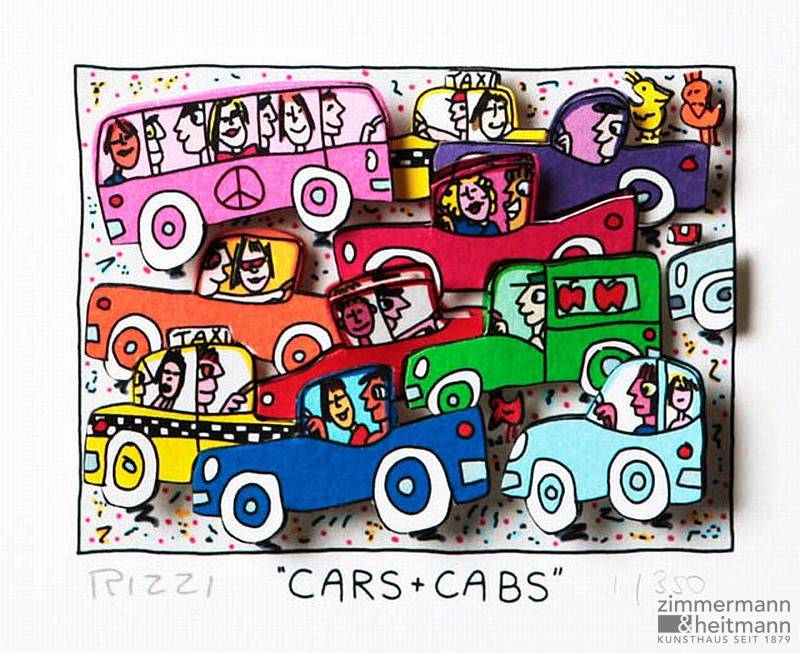 James Rizzi "Cars + Cabs - gerahmt"