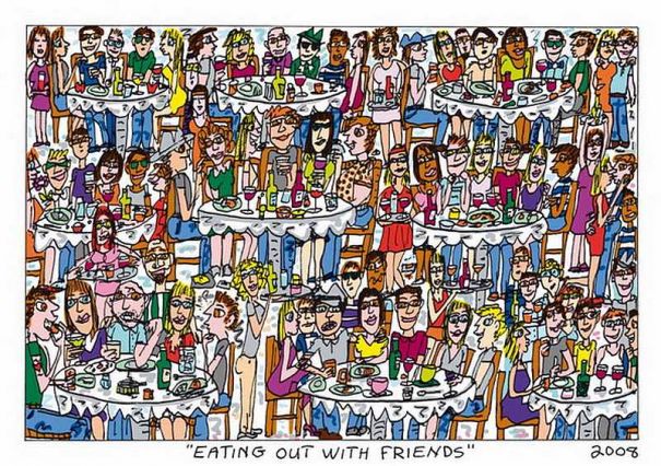 James Rizzi "Eating out with Friends"