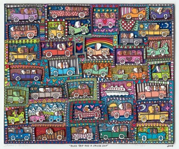 James Rizzi "Road Trip and a Cruise Ship"