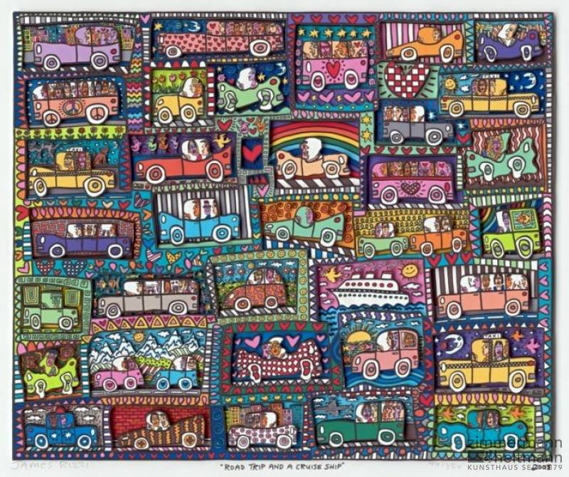 James Rizzi "Road Trip and a Cruise Ship"
