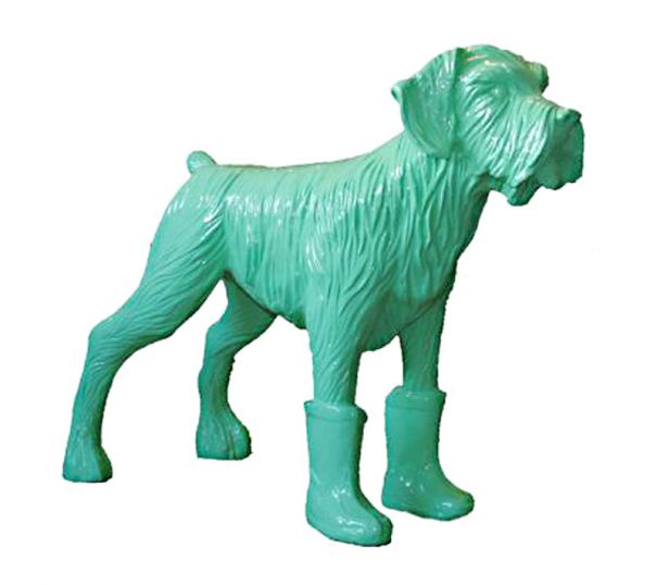  "Cloned pistachio Dog with plastic Boots"