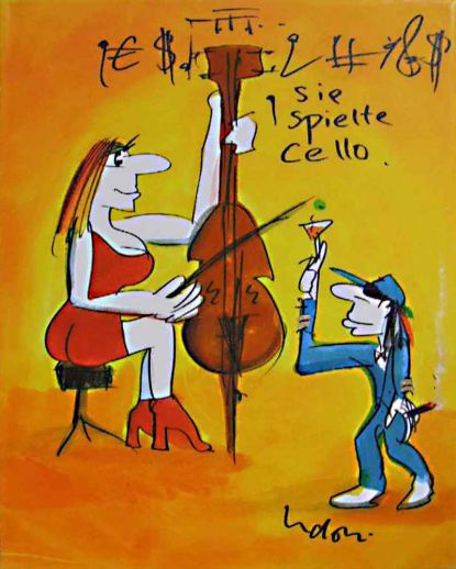 Udo Lindenberg "Sie spielte Cello (Leinwand)"