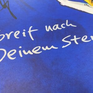 Greif nach Deinem Stern Siebdruck Blau – Bild 3