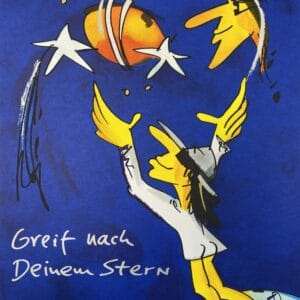 Greif nach Deinem Stern Siebdruck Blau – Bild 1